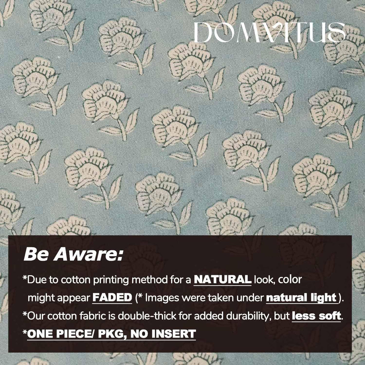20"L x 20"W cotton throw pillow accessories in Light Blue, alternate view 3