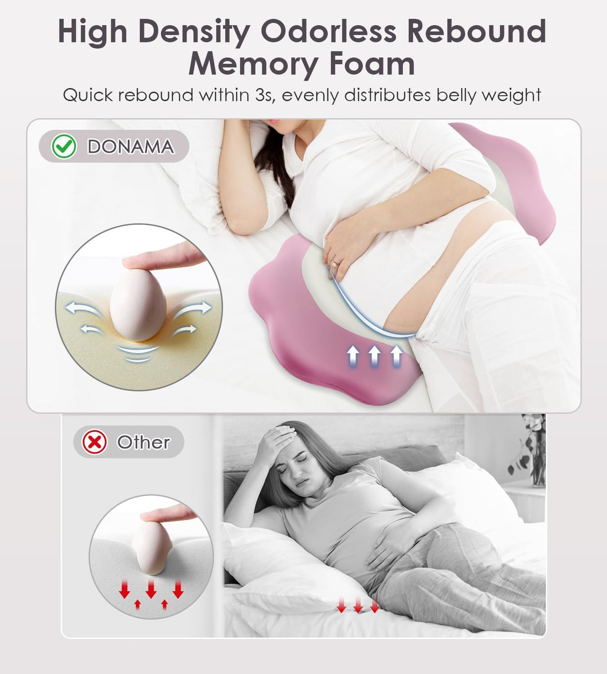 Regular memory foam pregnancy & maternity pillows in Pink, alternate view 7