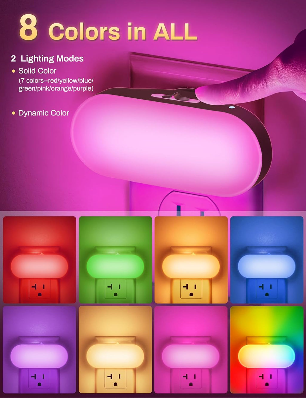 1"D x 1"W x 1"H plastic night lights & ambient lighting, alternate view 3