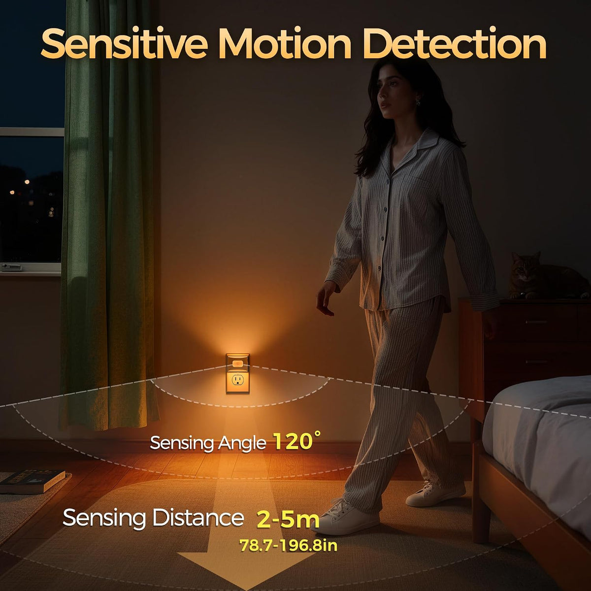 2.05"D x 1.69"W x 2.36"H night lights & ambient lighting in White, alternate view 4