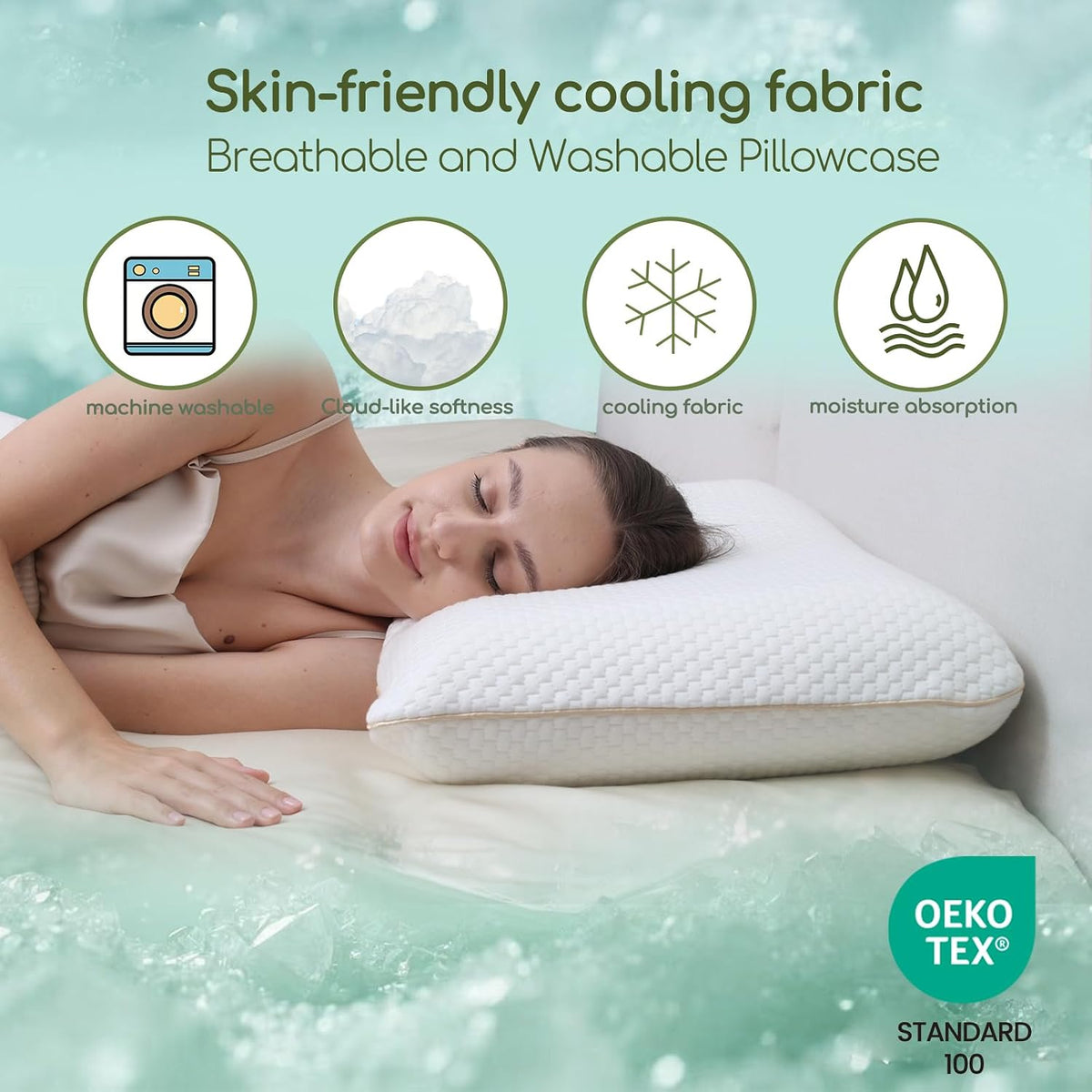 Queen Size memory foam neck & cervical pillows in White, alternate view 5