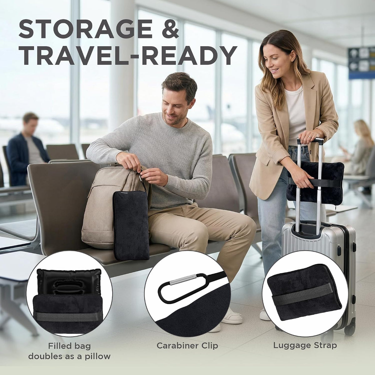11.8" x 8.2" x 3.5" memory foam travel pillows, alternate view 6