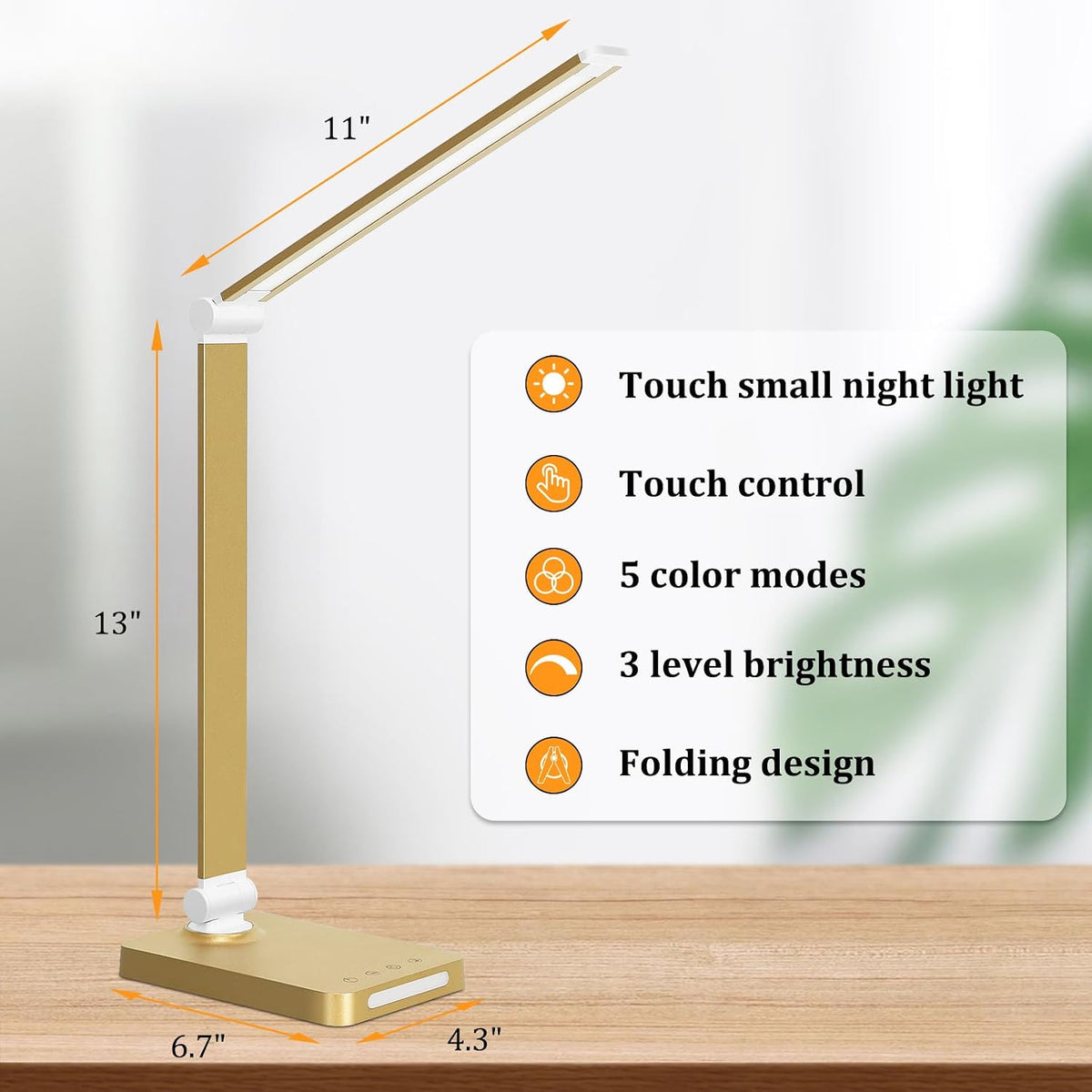 6.7"D x 4.48"W x 14.92"H plastic desk lamps, alternate view 3