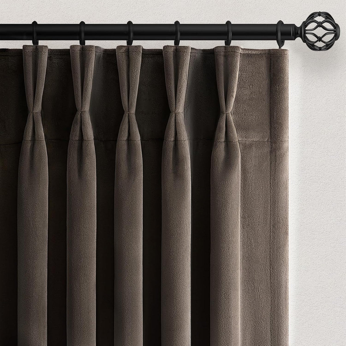 96"L x 40"W velvet curtains in Taupe
