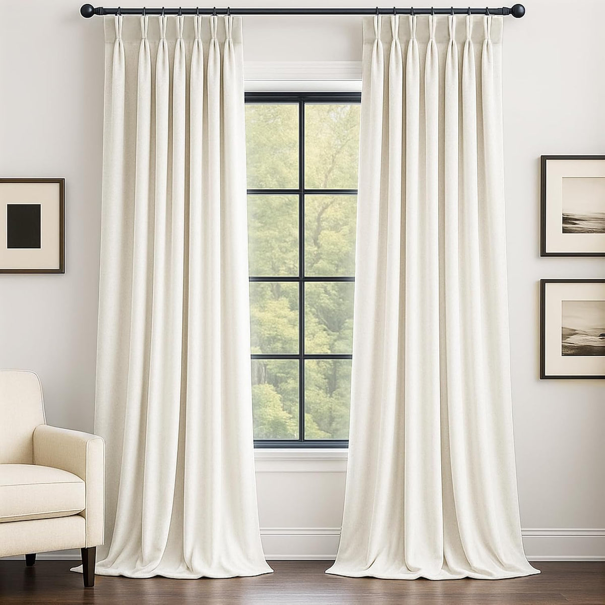 96"L x 60"W velvet curtains in Ivory