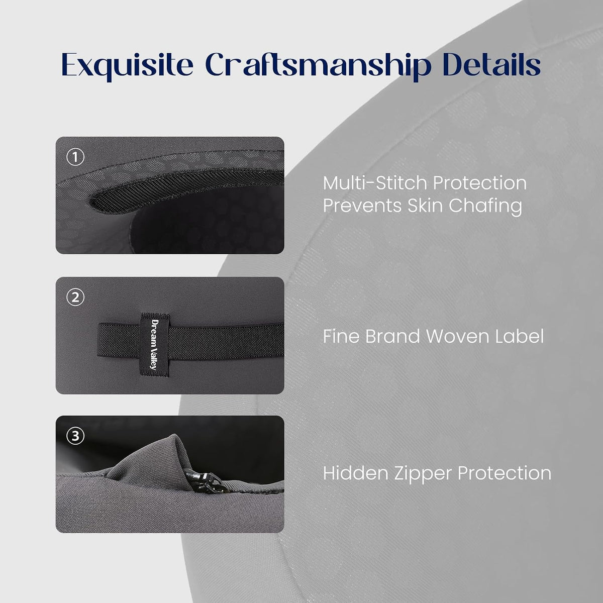 Standard memory foam travel pillows in Charcoal Gray, alternate view 6