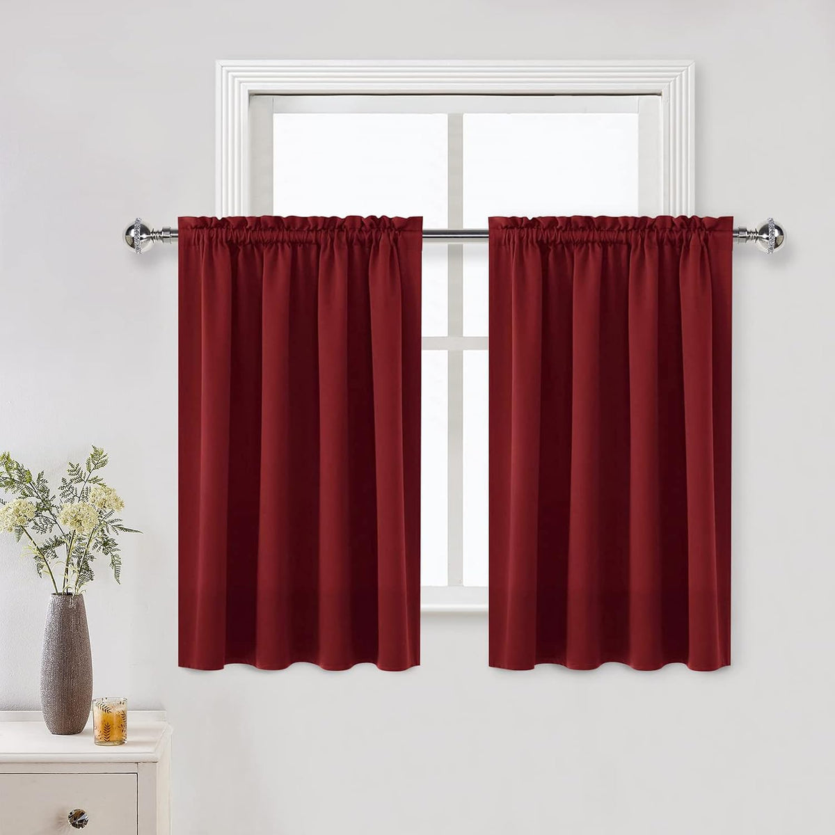 36"L x 42"W polyester curtains in Burgundy