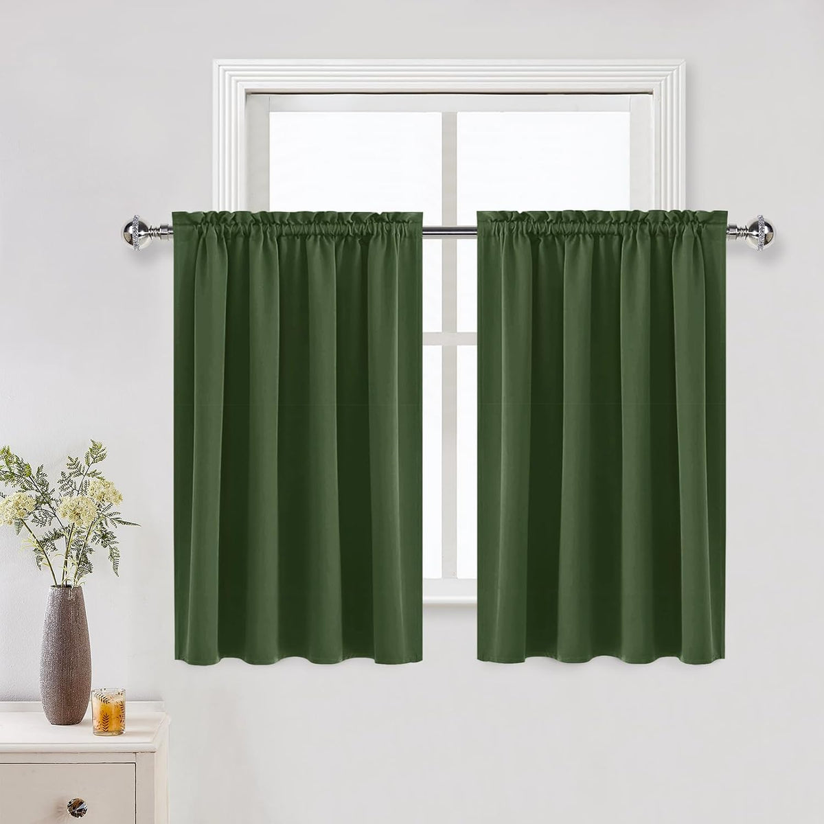 36"L x 52"W polyester curtains in Olive Green