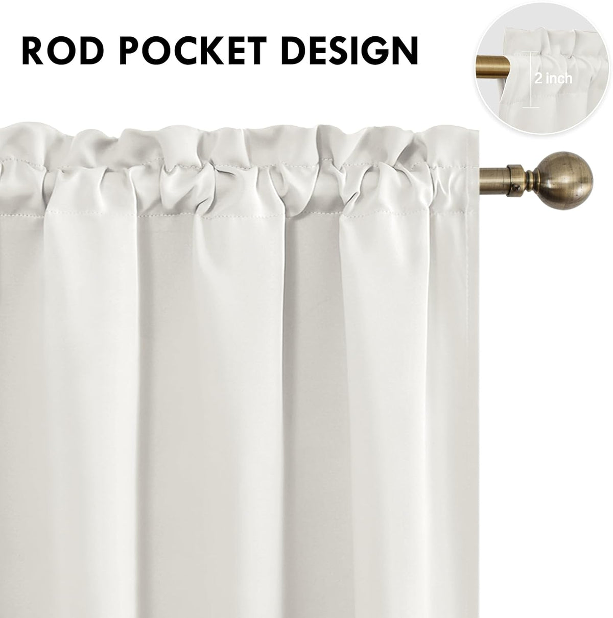 45"L x 38"W polyester curtains in Ivory, alternate view 4