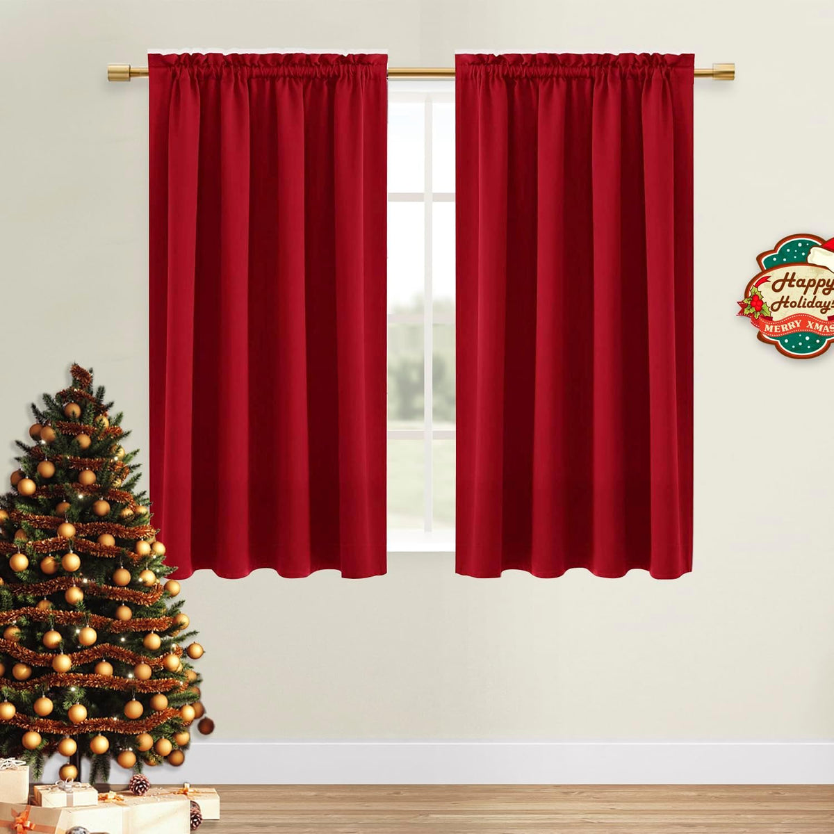 45"L x 38"W polyester curtains in Red