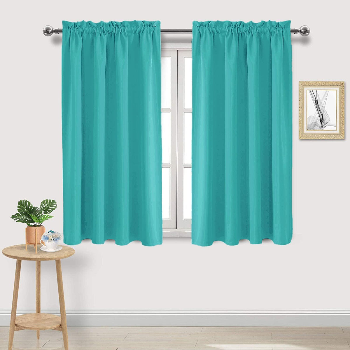 45"L x 52"W polyester curtains in Peacock Blue