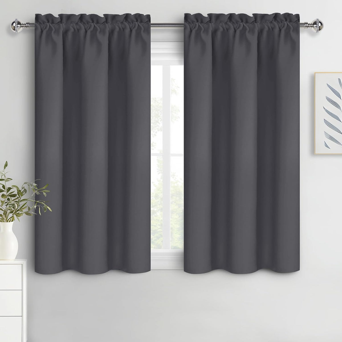 54"L x 38"W polyester curtains in Dark Grey