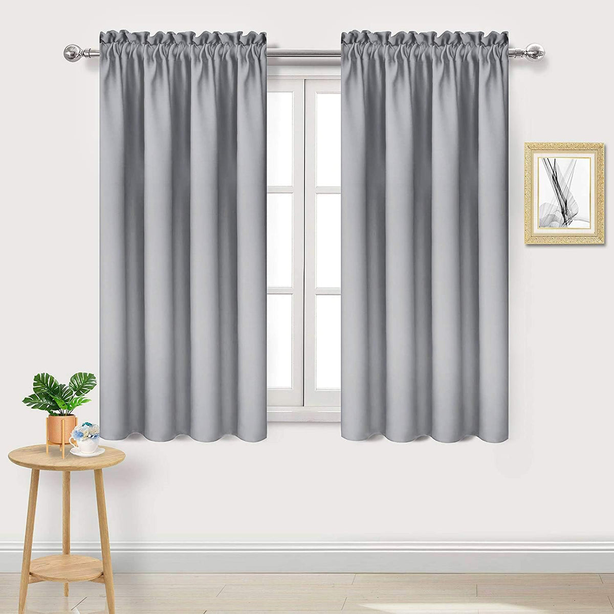 54"L x 42"W polyester curtains in Silver Grey