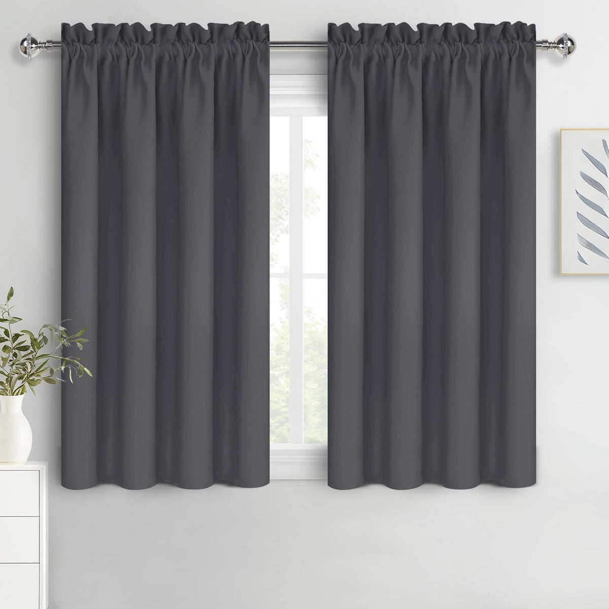 54"L x 52"W polyester curtains in Dark Grey