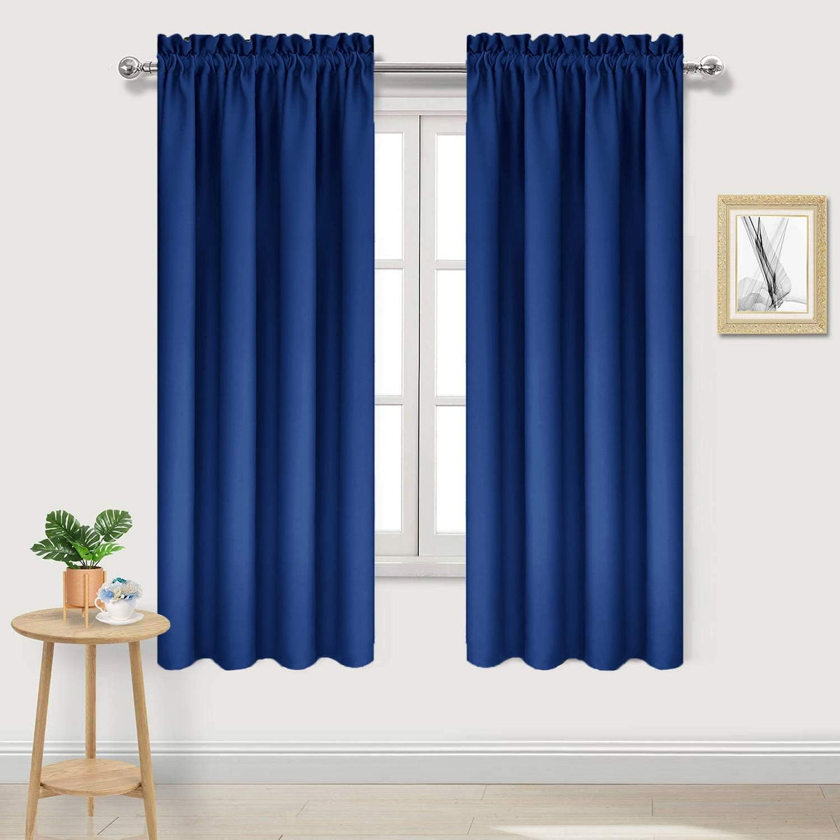 63"L x 38"W polyester curtains in Classic Blue