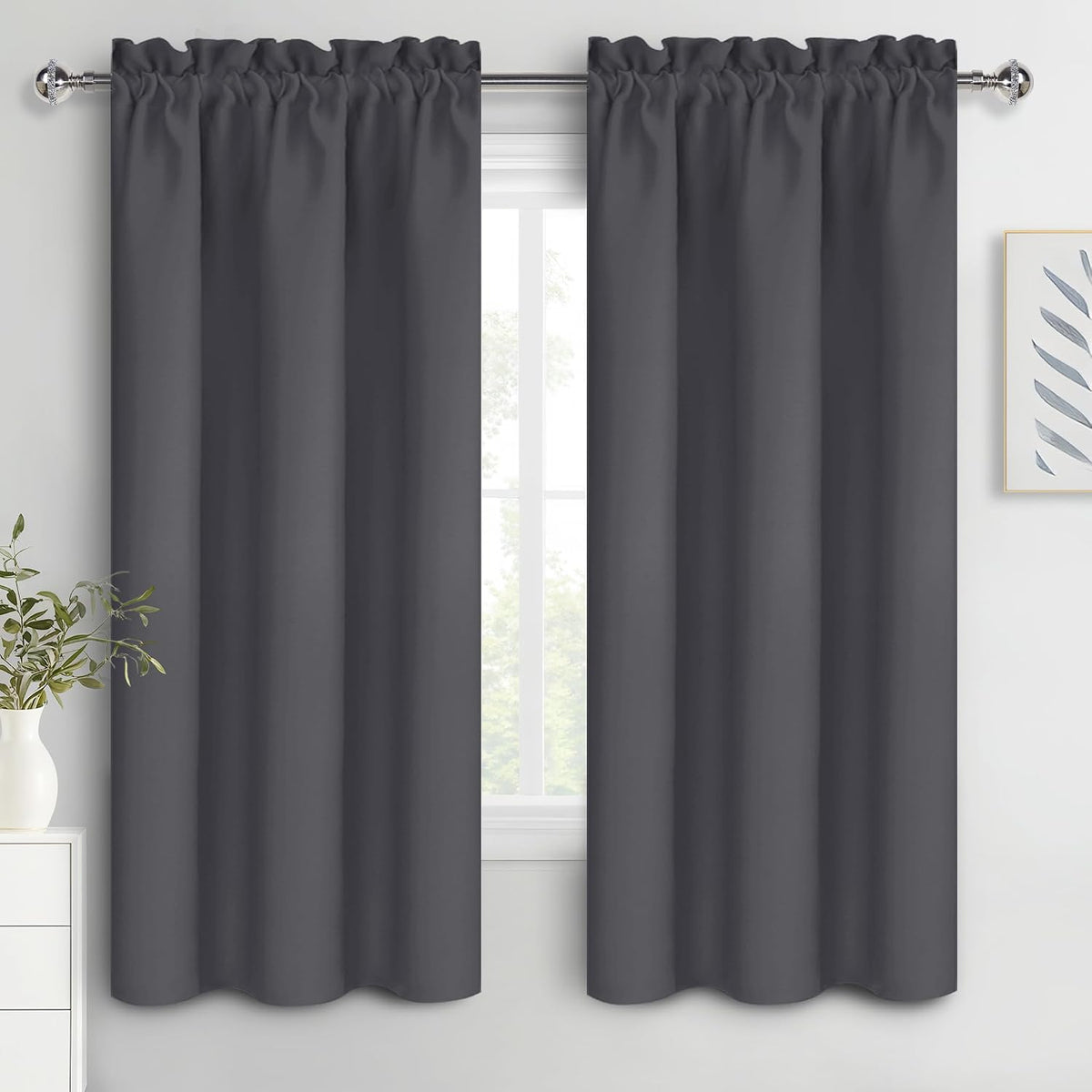 63"L x 38"W polyester curtains in Dark Grey