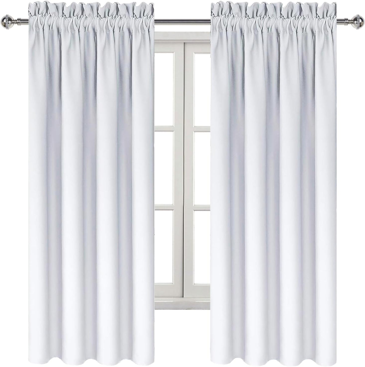 63"L x 42"W polyester curtains in Greyish White, alternate view 9