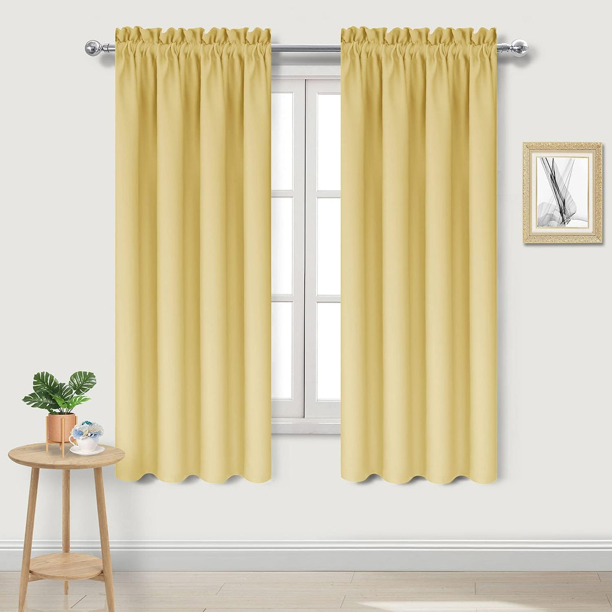 63"L x 42"W polyester curtains in Light Yellow