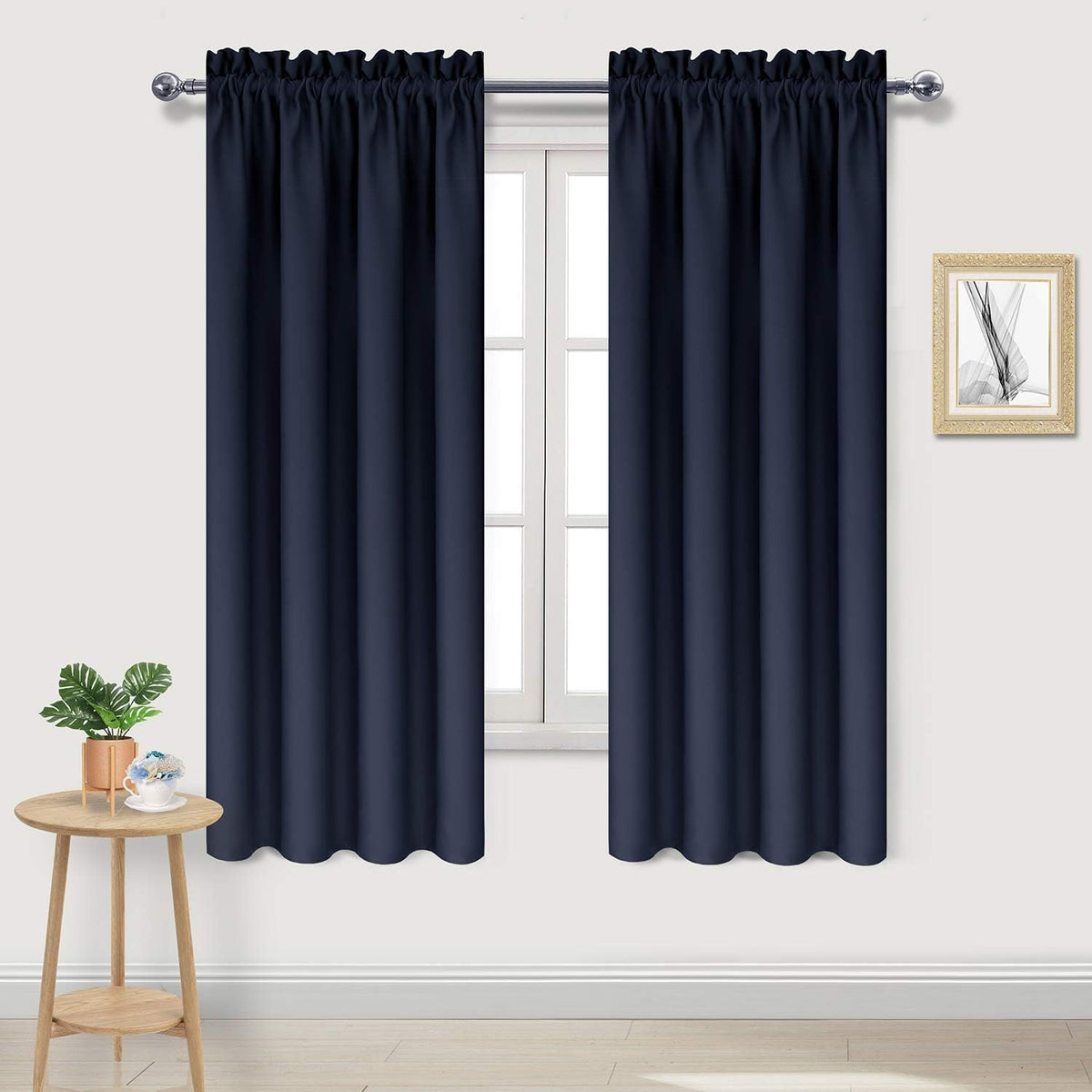 63"L x 42"W polyester curtains in Navy