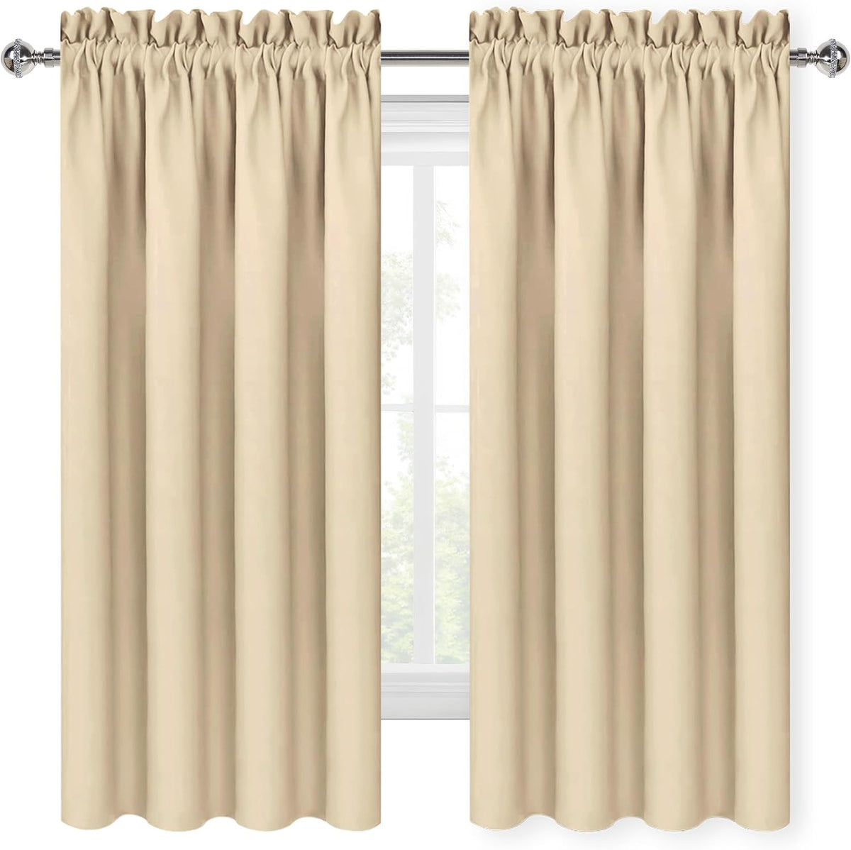 63"L x 52"W polyester curtains in Beige, alternate view 9