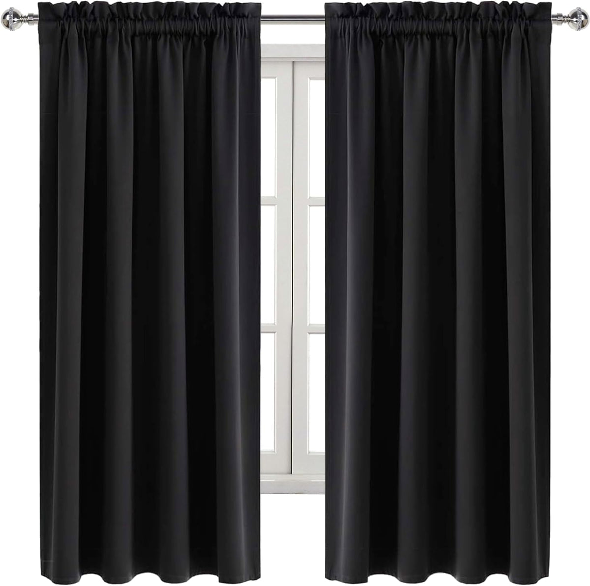 63"L x 52"W polyester curtains in Black, alternate view 8