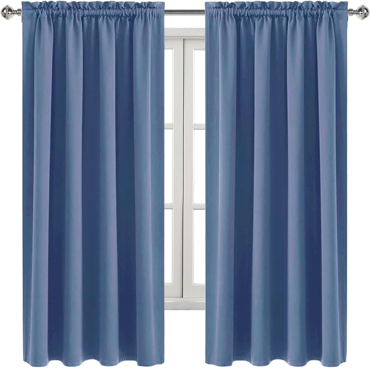 63"L x 52"W polyester curtains in Dusty Blue, alternate view 9