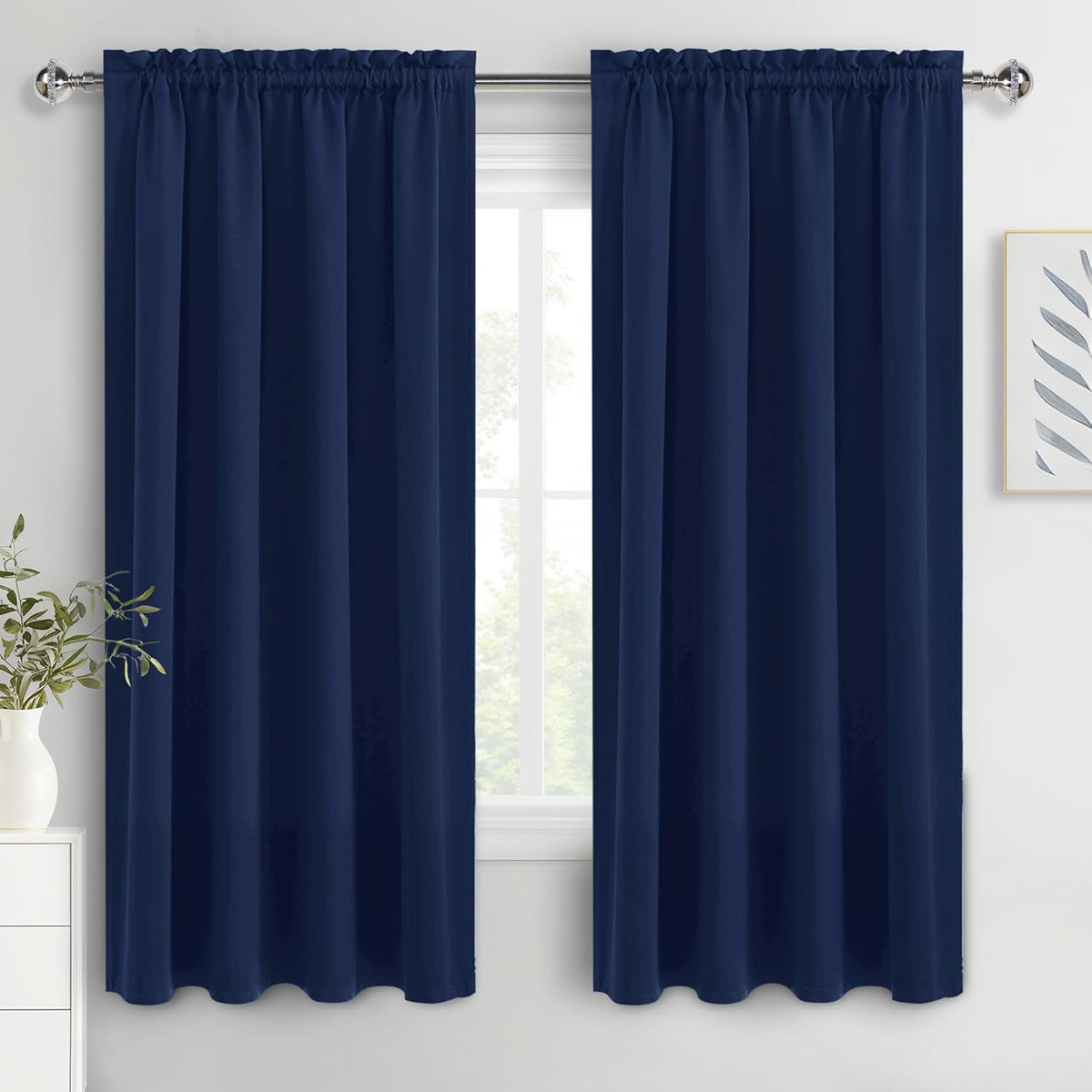 63"L x 52"W polyester curtains in Navy Blue