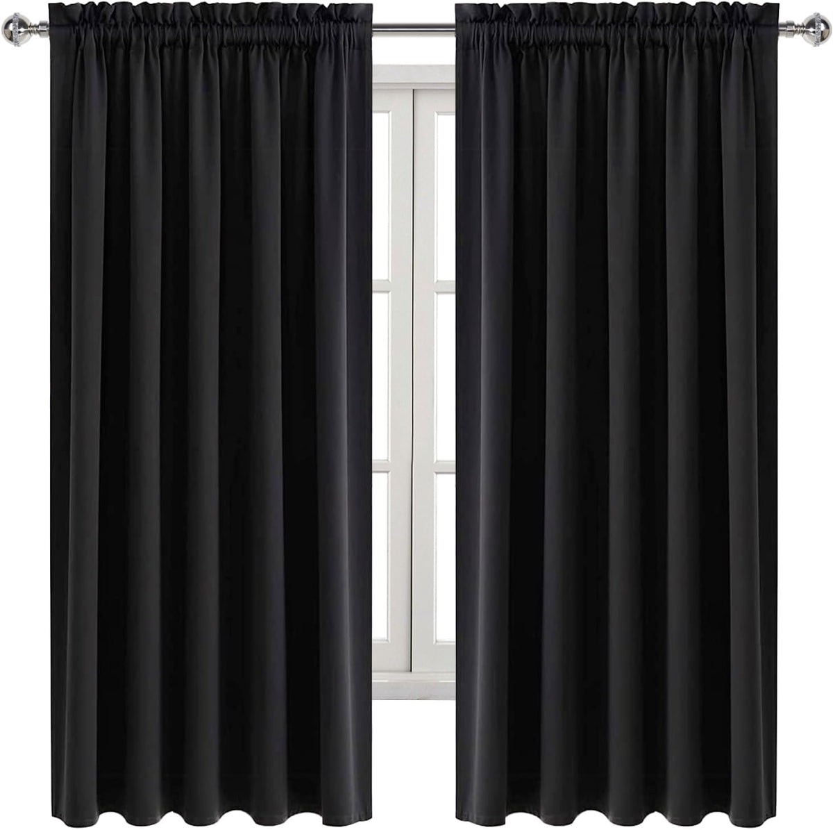 63"L x 60"W polyester curtains in Black, alternate view 8