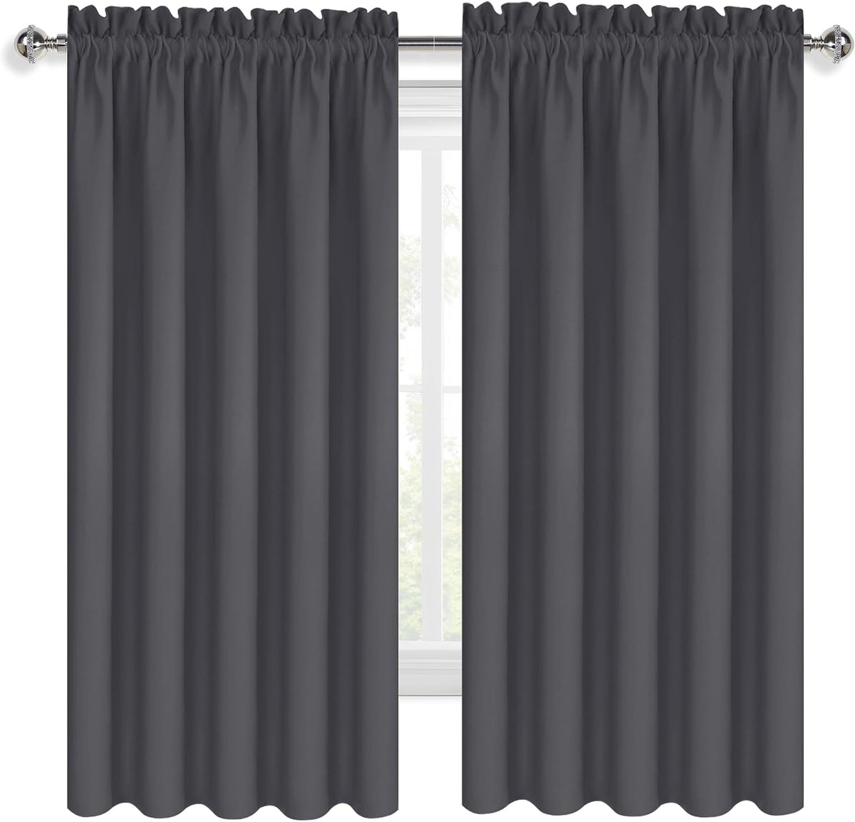 63"L x 60"W polyester curtains in Dark Grey, alternate view 9