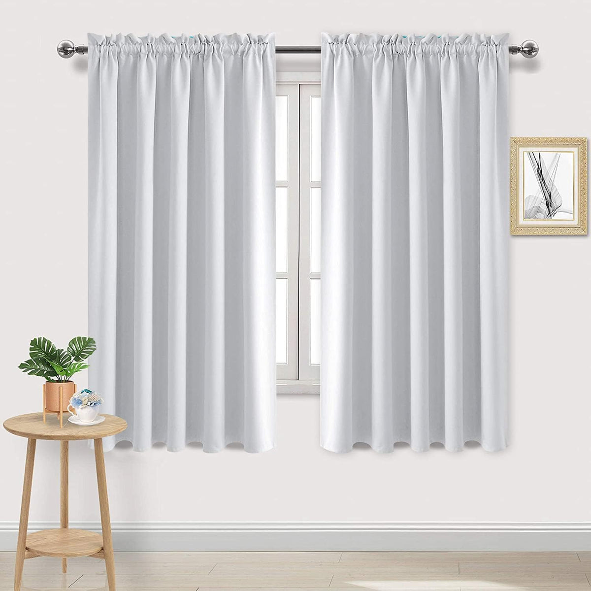 63"L x 60"W polyester curtains in Greyish White