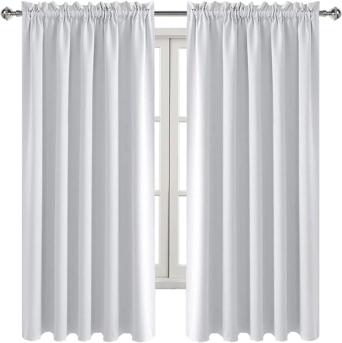 63"L x 60"W polyester curtains in Greyish White, alternate view 9