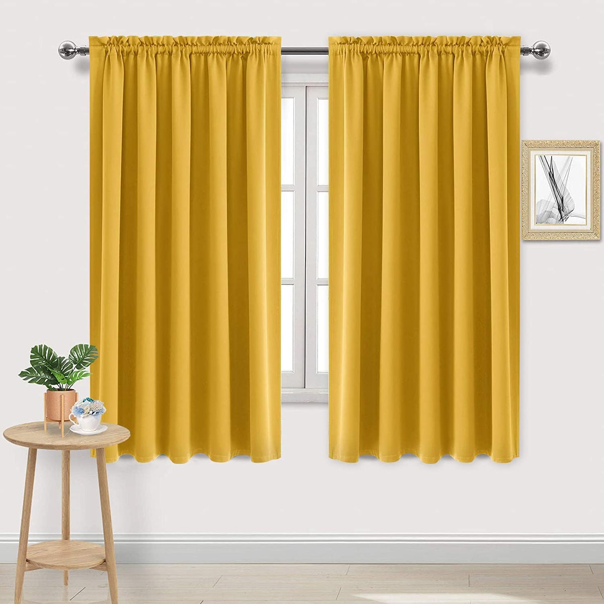 63"L x 60"W polyester curtains in Yellow