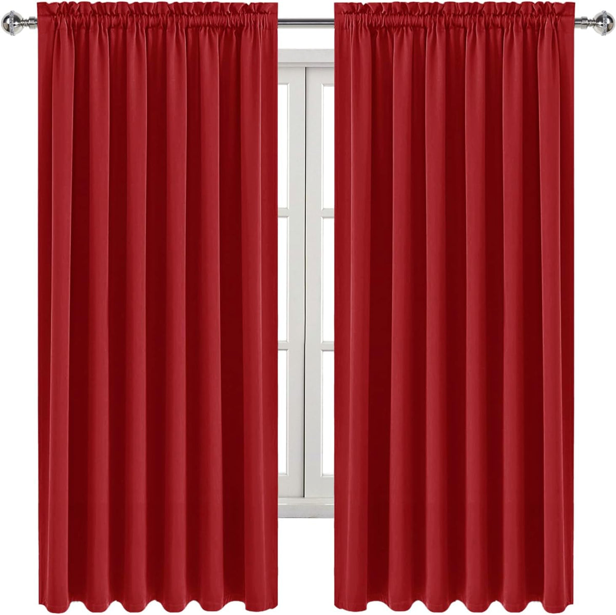 63"L x 70"W polyester curtains in Red, alternate view 9