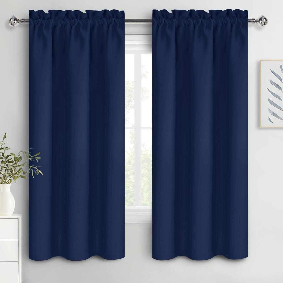 72"L x 38"W polyester curtains in Navy Blue