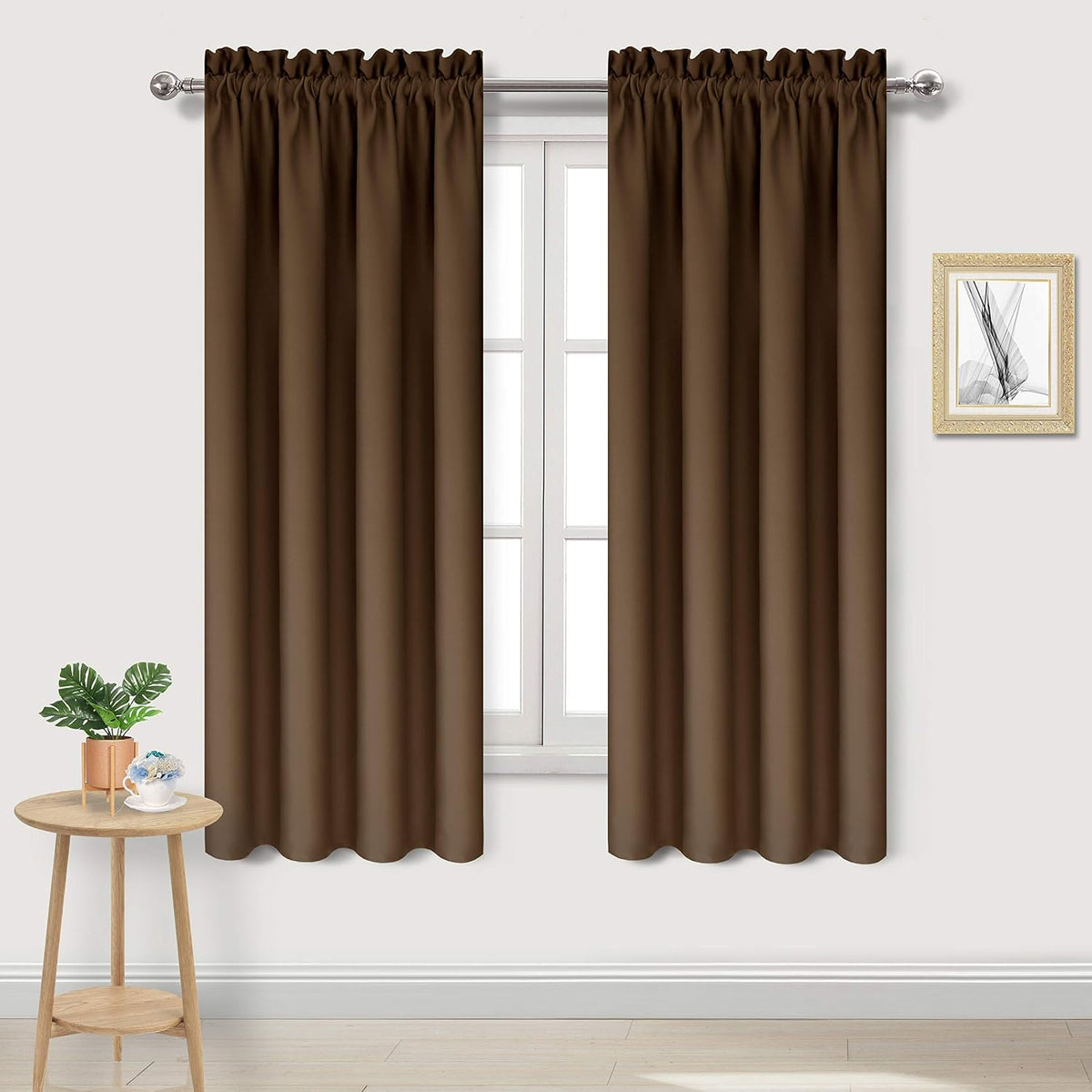 72"L x 42"W polyester curtains in Brown
