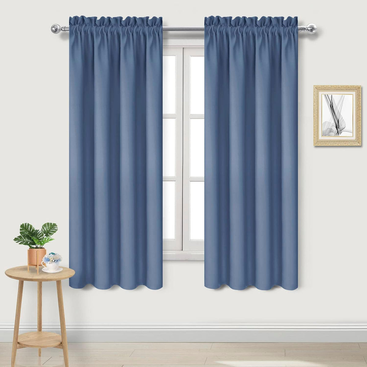 72"L x 42"W polyester curtains in Dusty Blue