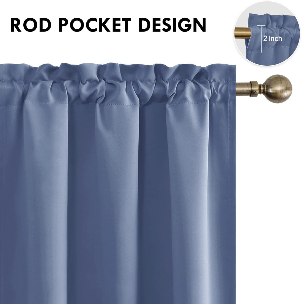 72"L x 42"W polyester curtains in Dusty Blue, alternate view 4