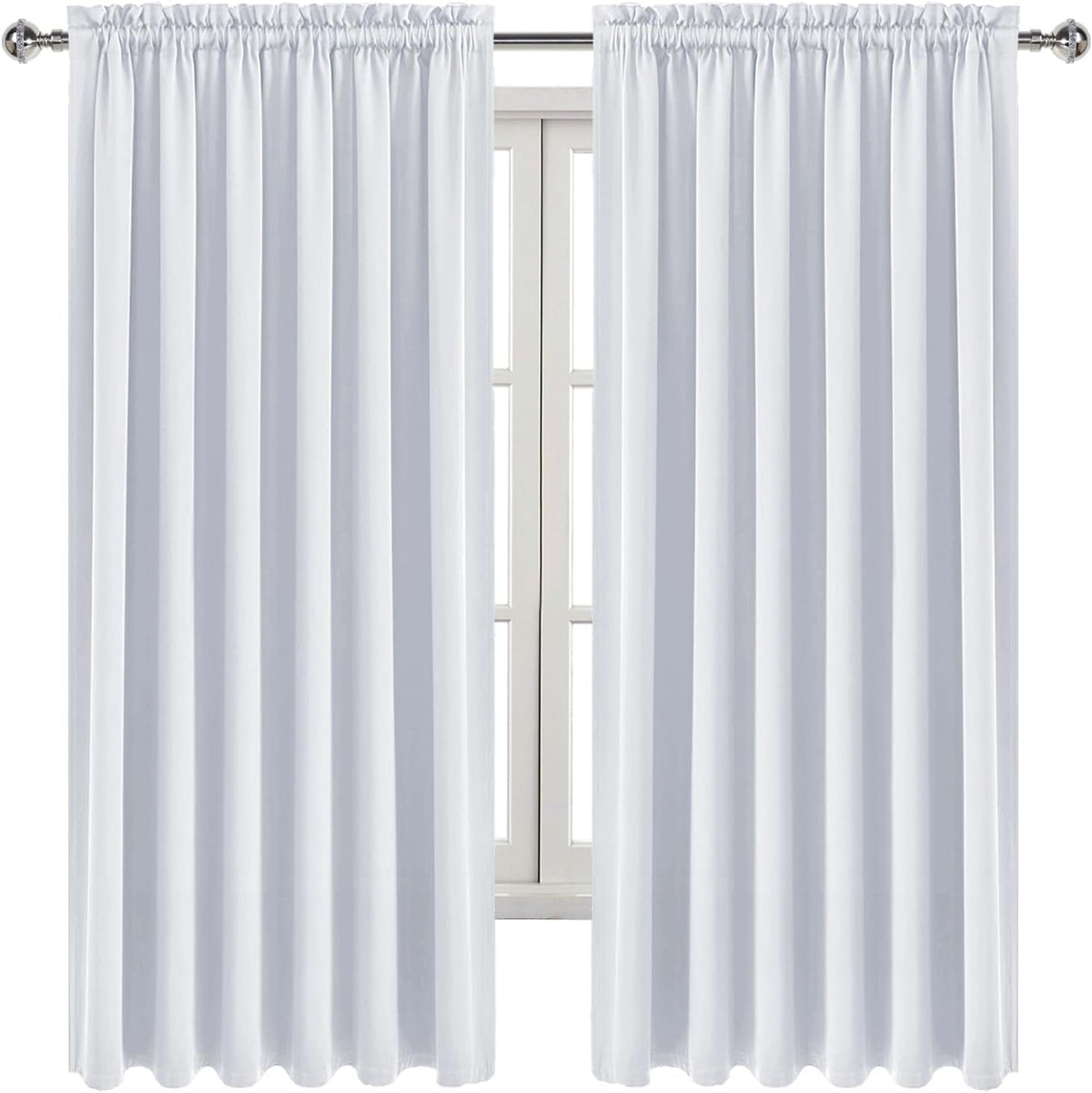 72"L x 70"W polyester curtains in Greyish White, alternate view 9