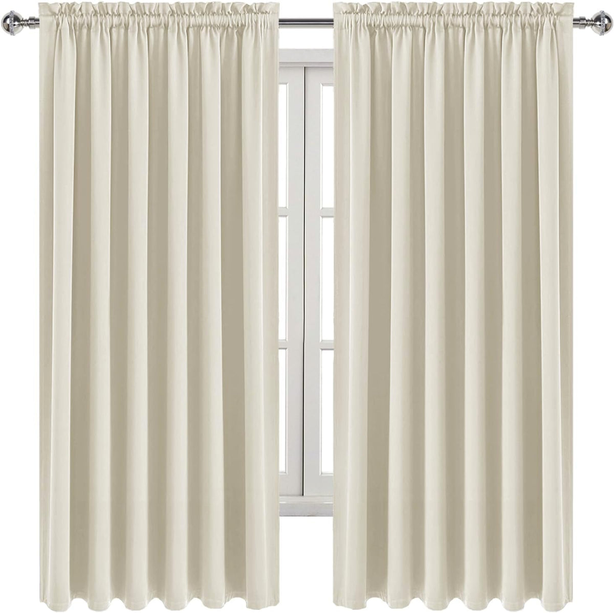 72"L x 70"W polyester curtains in Light Beige, alternate view 9