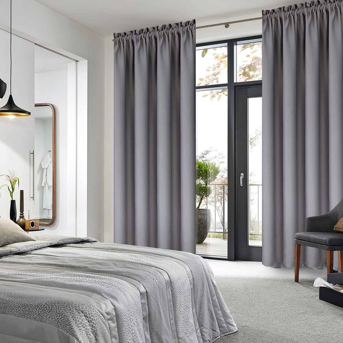 84"L x 42"W polyester curtains in Grey, alternate view 2