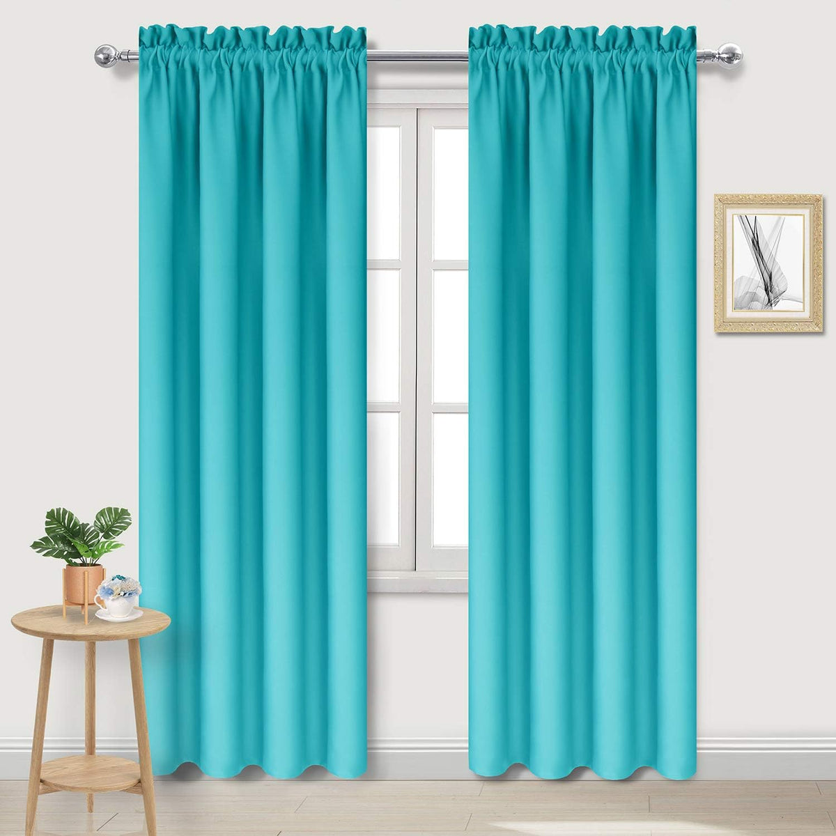 84"L x 42"W polyester curtains in Turquoise
