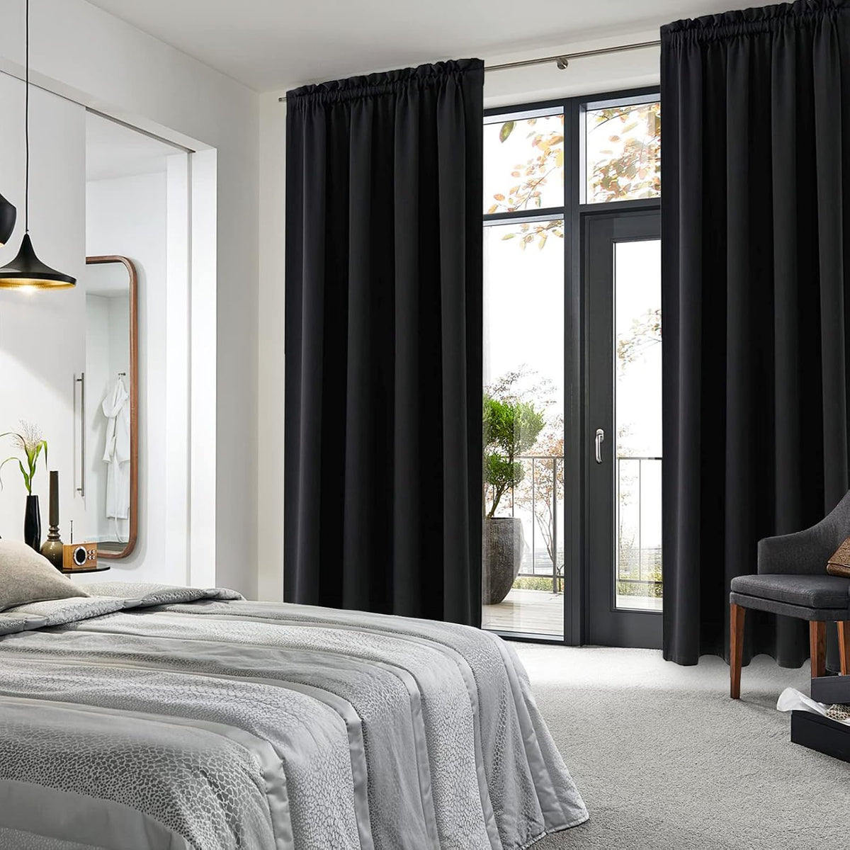 84"L x 52"W polyester curtains in Black, alternate view 2
