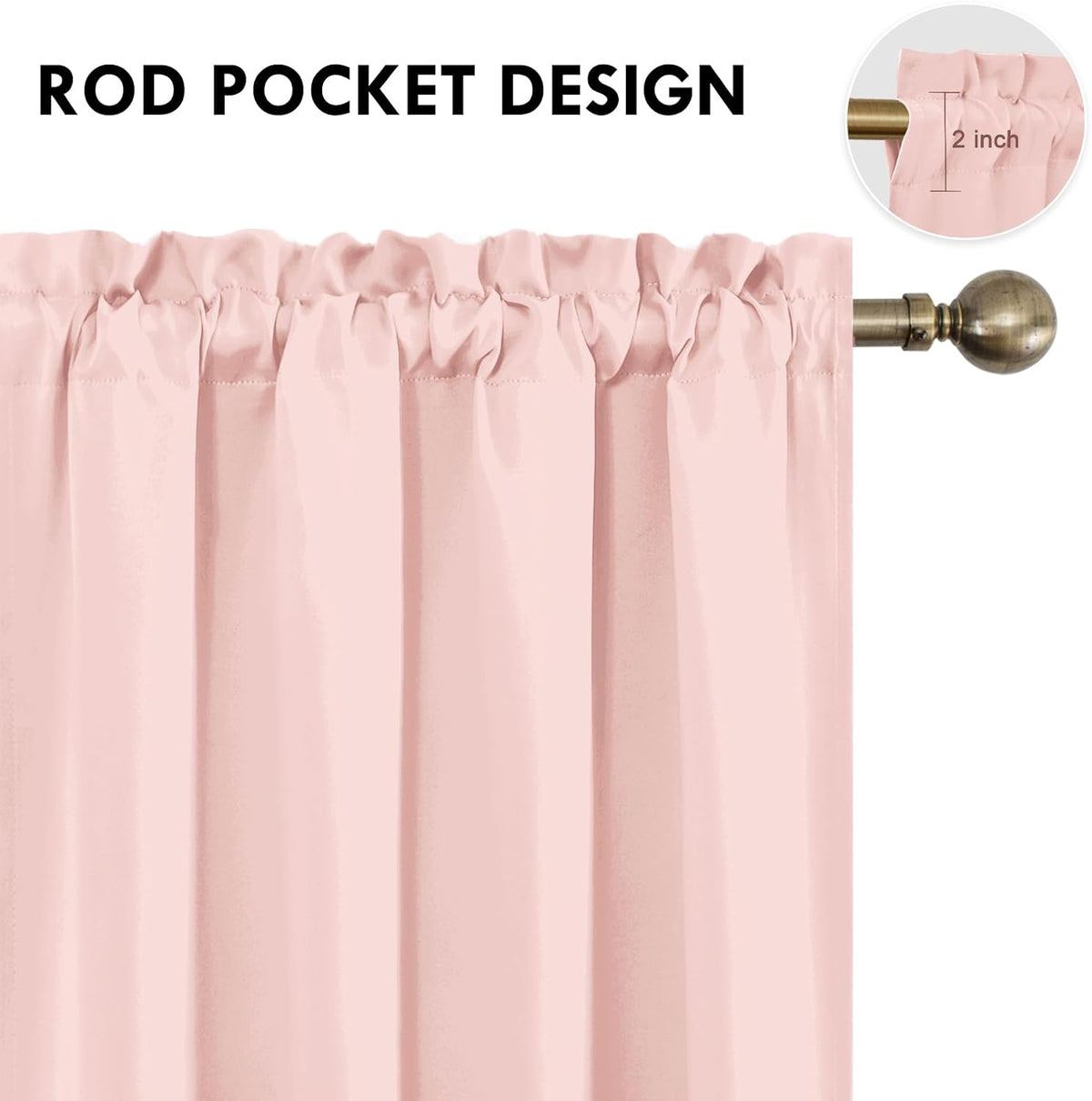 84"L x 52"W polyester curtains in Blush Pink, alternate view 4