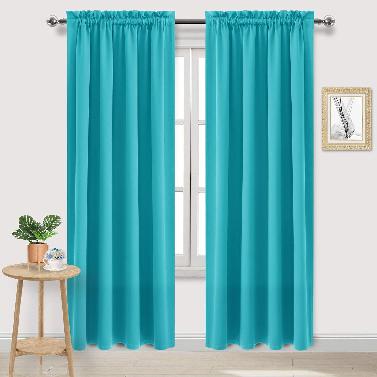 84"L x 52"W polyester curtains in Turquoise