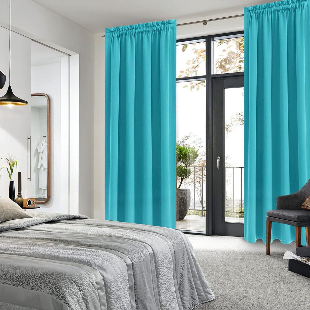 84"L x 52"W polyester curtains in Turquoise, alternate view 2