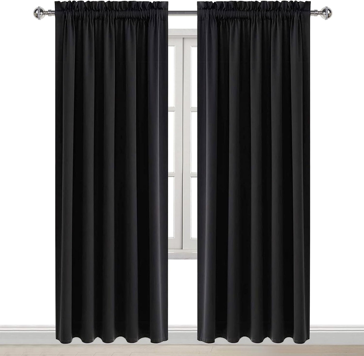 84"L x 60"W polyester curtains in Black, alternate view 8