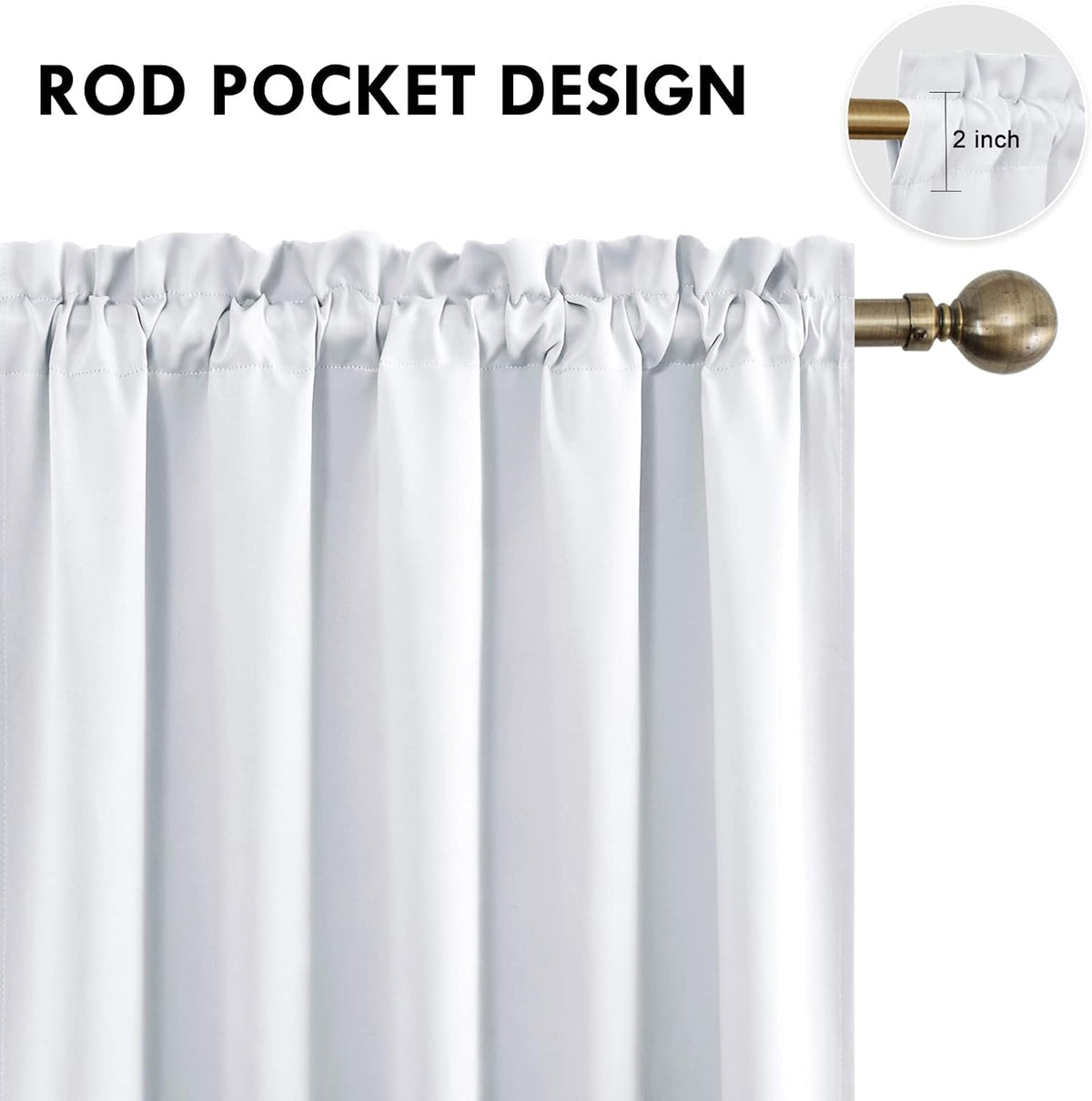 84"L x 60"W polyester curtains in Greyish White, alternate view 3