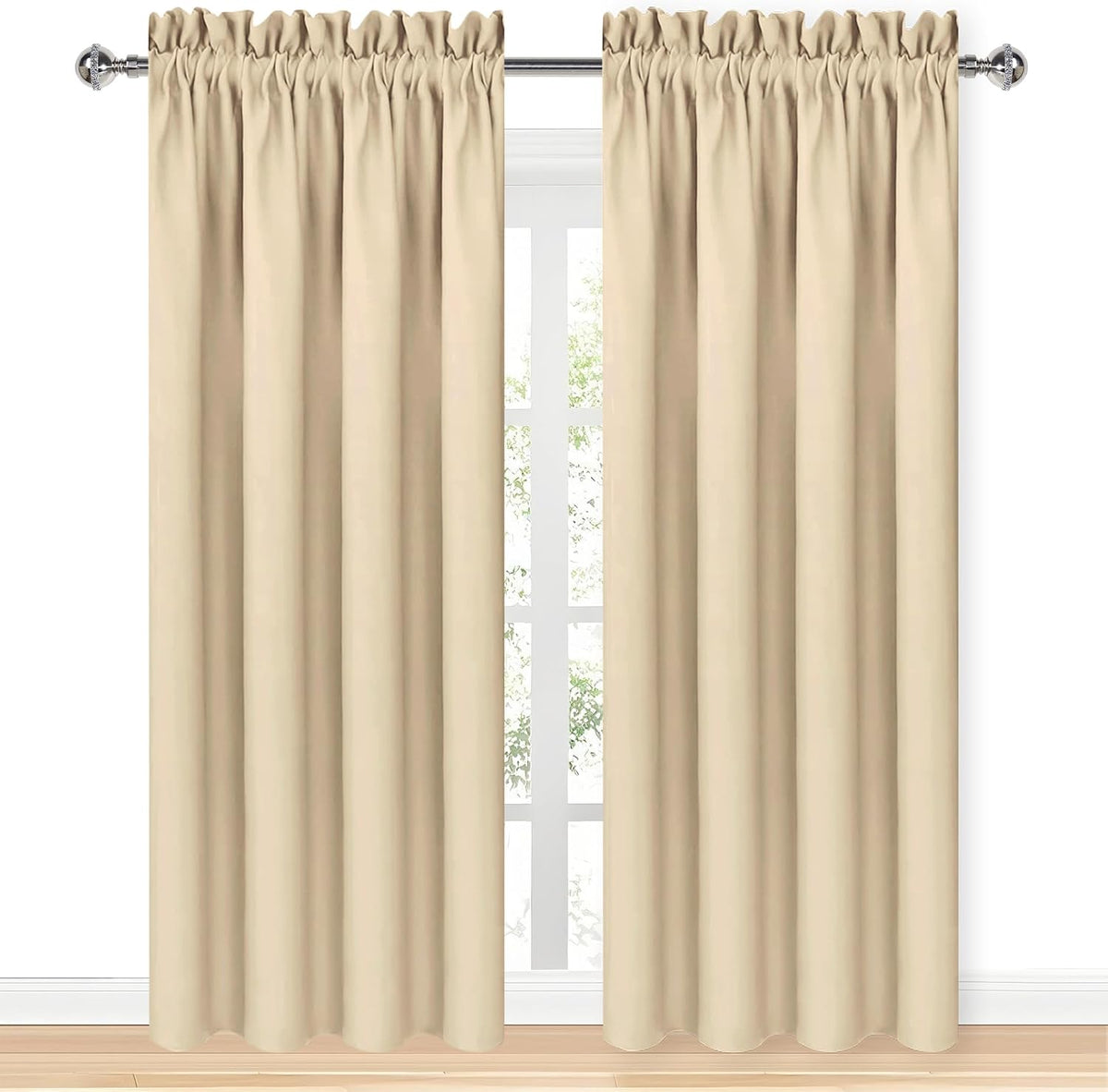84"L x 70"W polyester curtains in Beige, alternate view 9