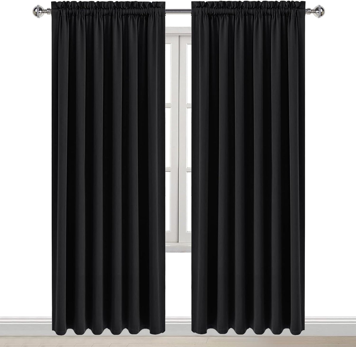 84"L x 70"W polyester curtains in Black, alternate view 8