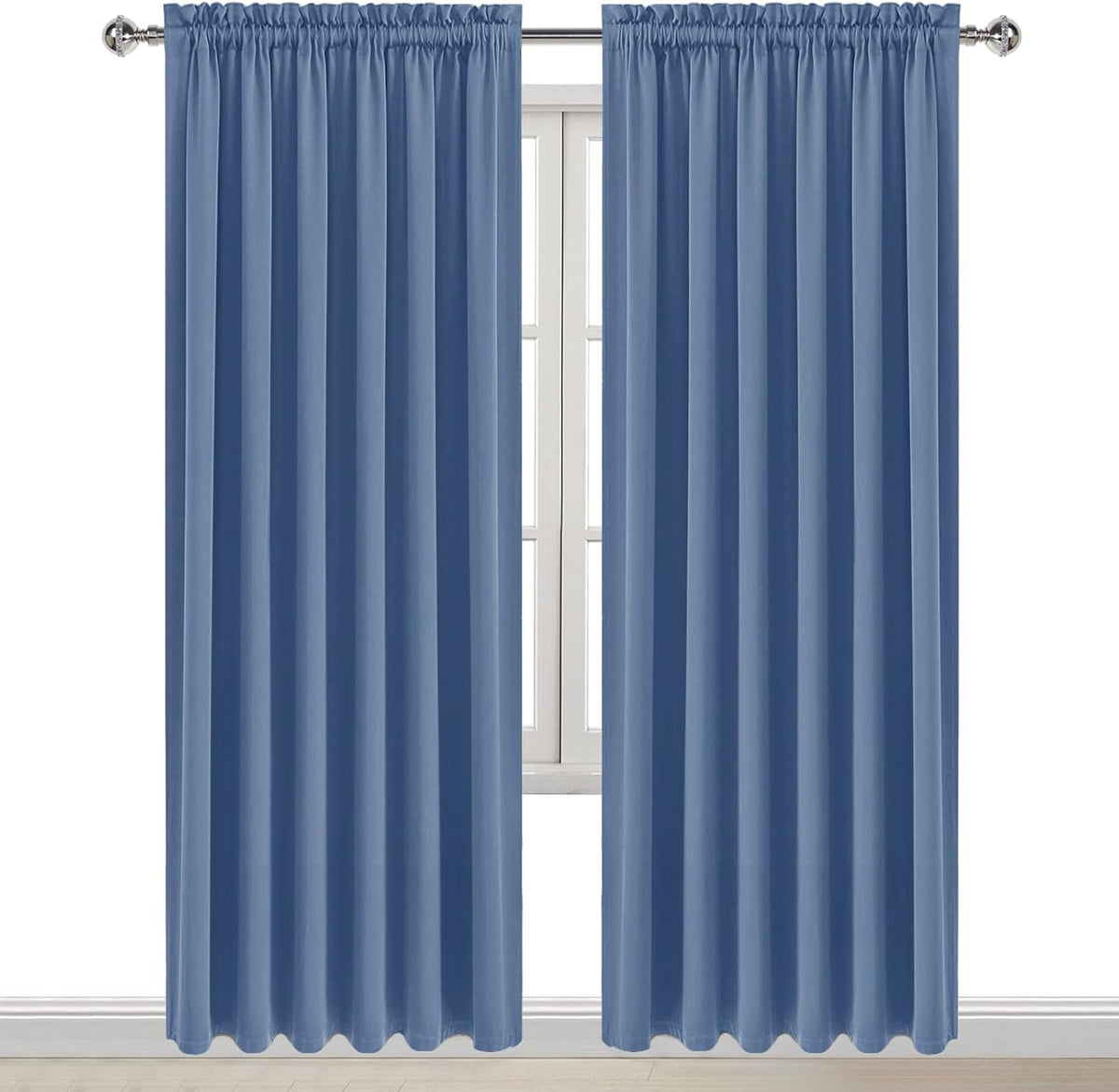 84"L x 70"W polyester curtains in Dusty Blue, alternate view 9